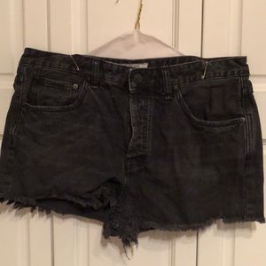 Free People Black Denim Jean Shorts
